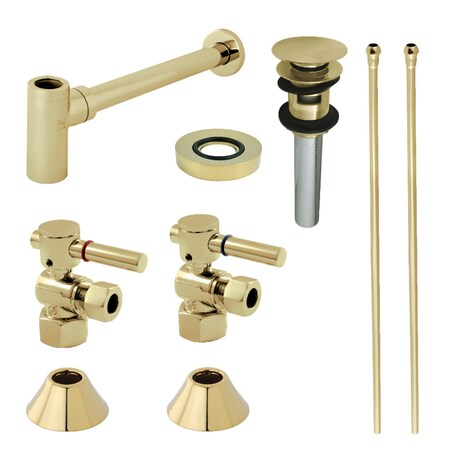 Kingston Brass Modern Plumbing Sink Trim Kit W/ Bottle Trap & Overflow Drain, Brass CC43102DLVOKB30